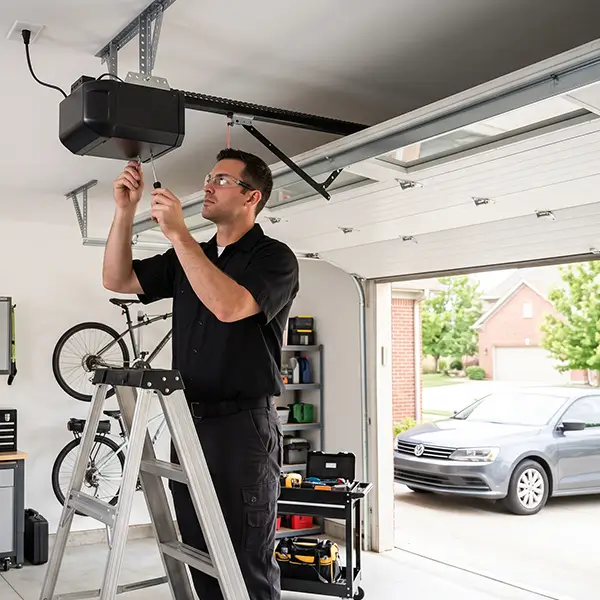 Garage Door Kemah technician inspecting garage door installation in Kemah Texas
