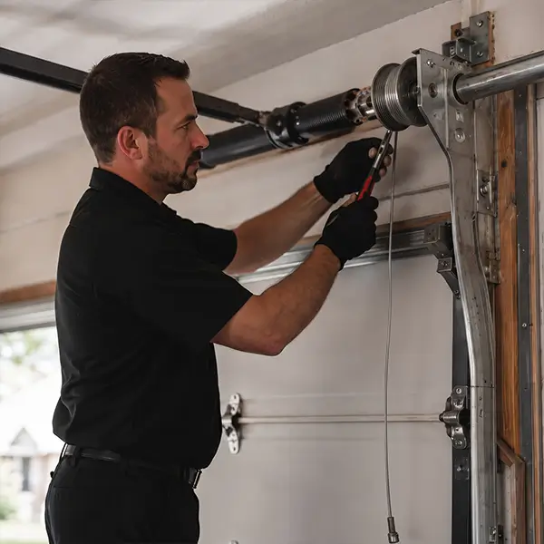Garage Door Kemah technician checking coordinated garage door components in Kemah Texas