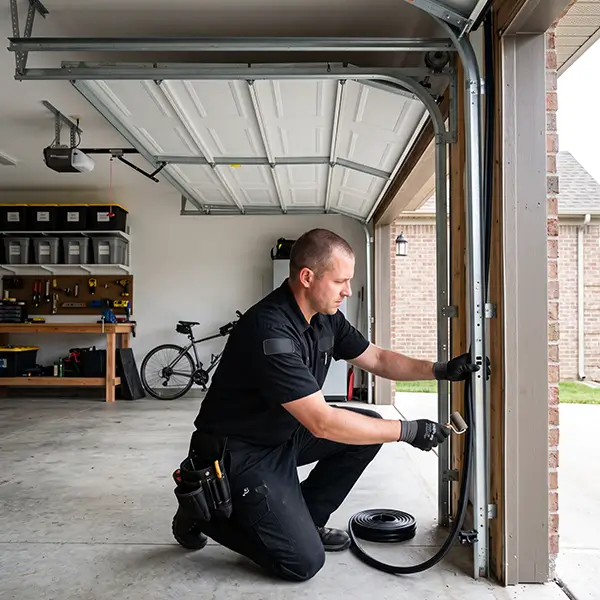 Garage Door Kemah technician checking structural garage door parts in Kemah Texas