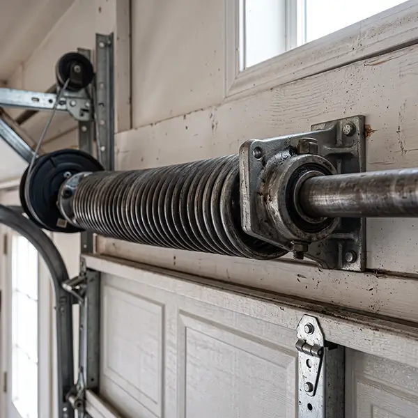 Garage Door Kemah technician inspecting garage door spring counterbalance systems in Kemah Texas